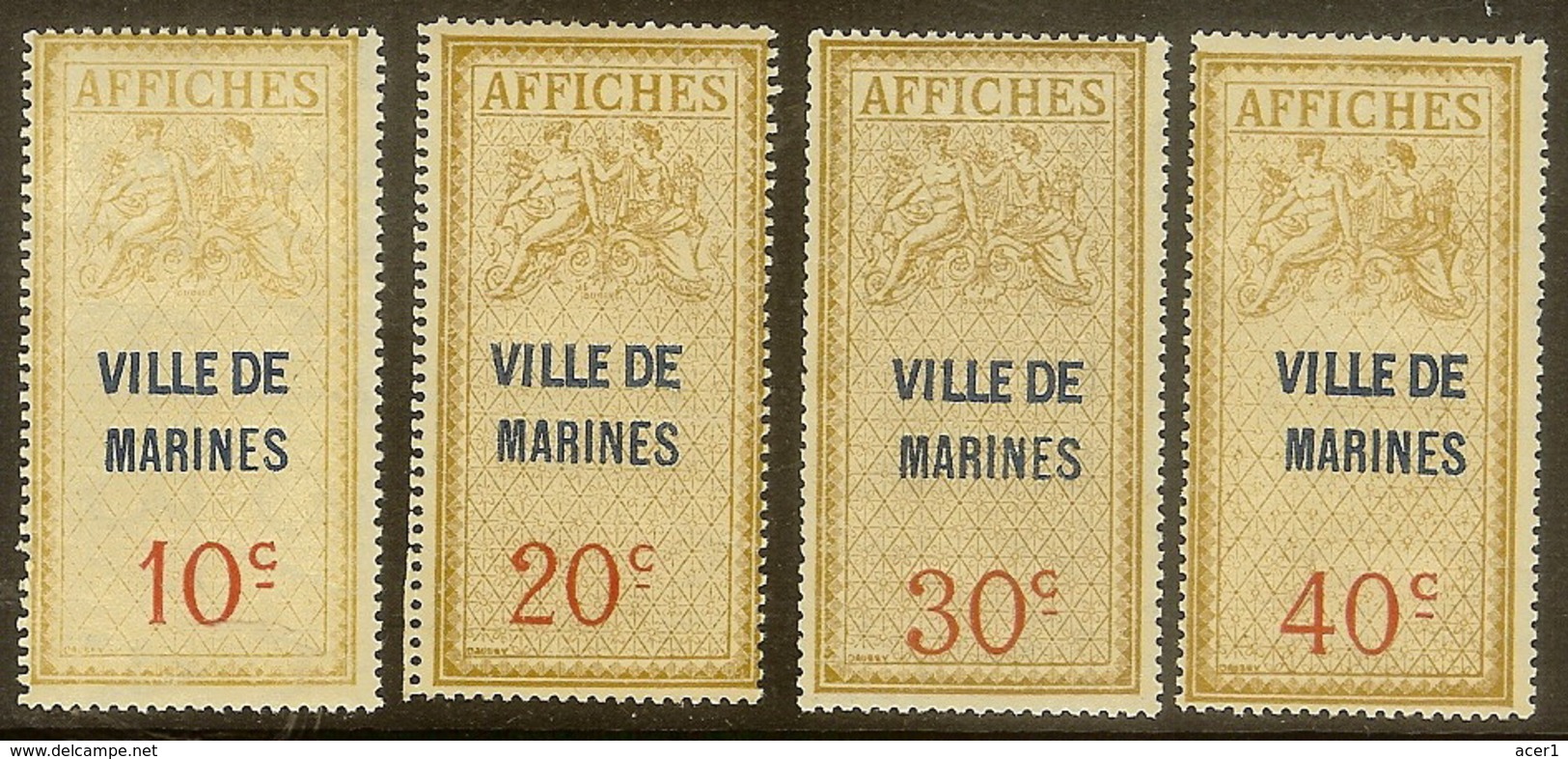 Marines, Val-d'Oise : Timbres D'affichage Type Allégorie D'Oudiné/Daussy, 4 Valeurs, Dentelés, Neuf Avec Ch. - Autres & Non Classés