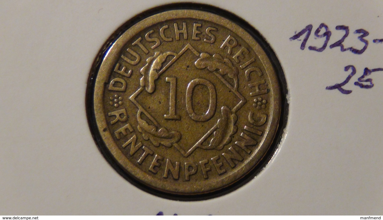 Germany - Weimarer Republik - 1924 - 10 Rentenpfennig - Mintmark "D" &ndash; Munich - KM 33 - VF/F - Look Scans - 10 Rentenpfennig & 10 Reichspfennig