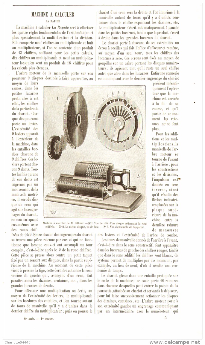 MACHINE A CALCULER  " LA RAPIDE "  1896 - Autres & Non Classés