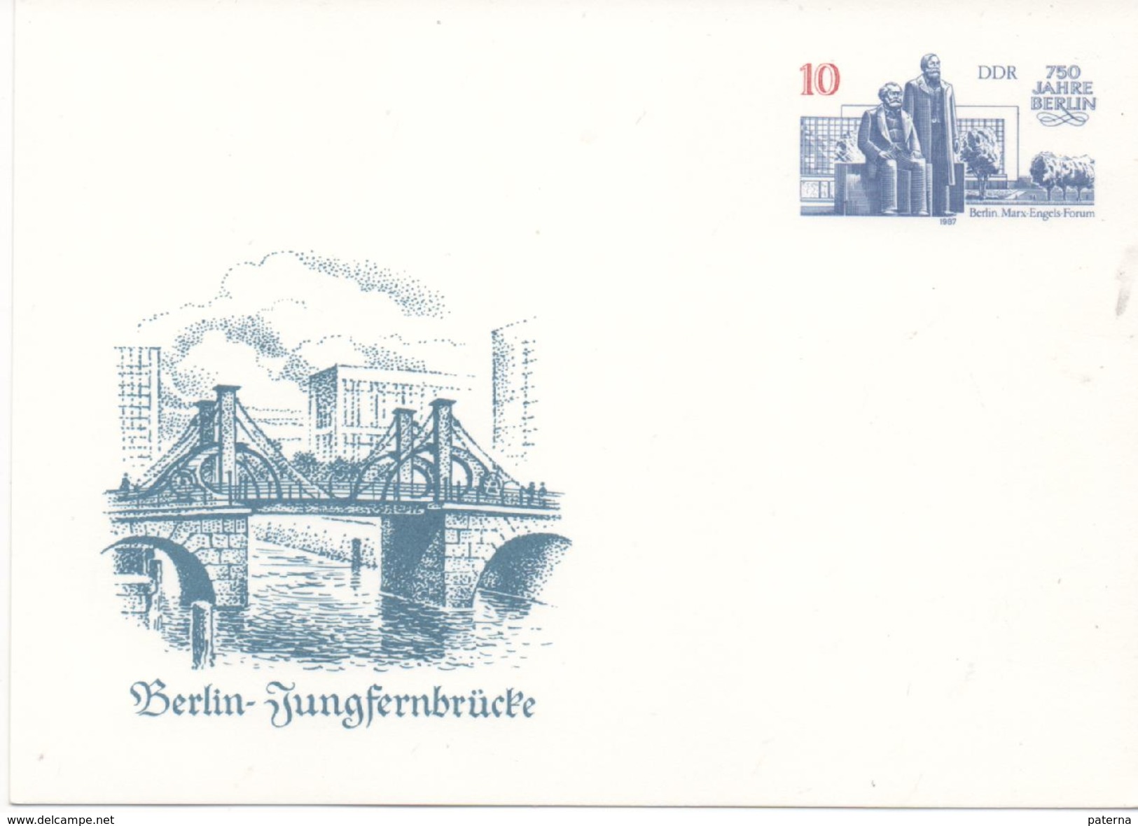 3106  Entero Postal Alemania DDR , Berlin  Jungfernbrucke, Puente 1987 - Postkaarten - Ongebruikt