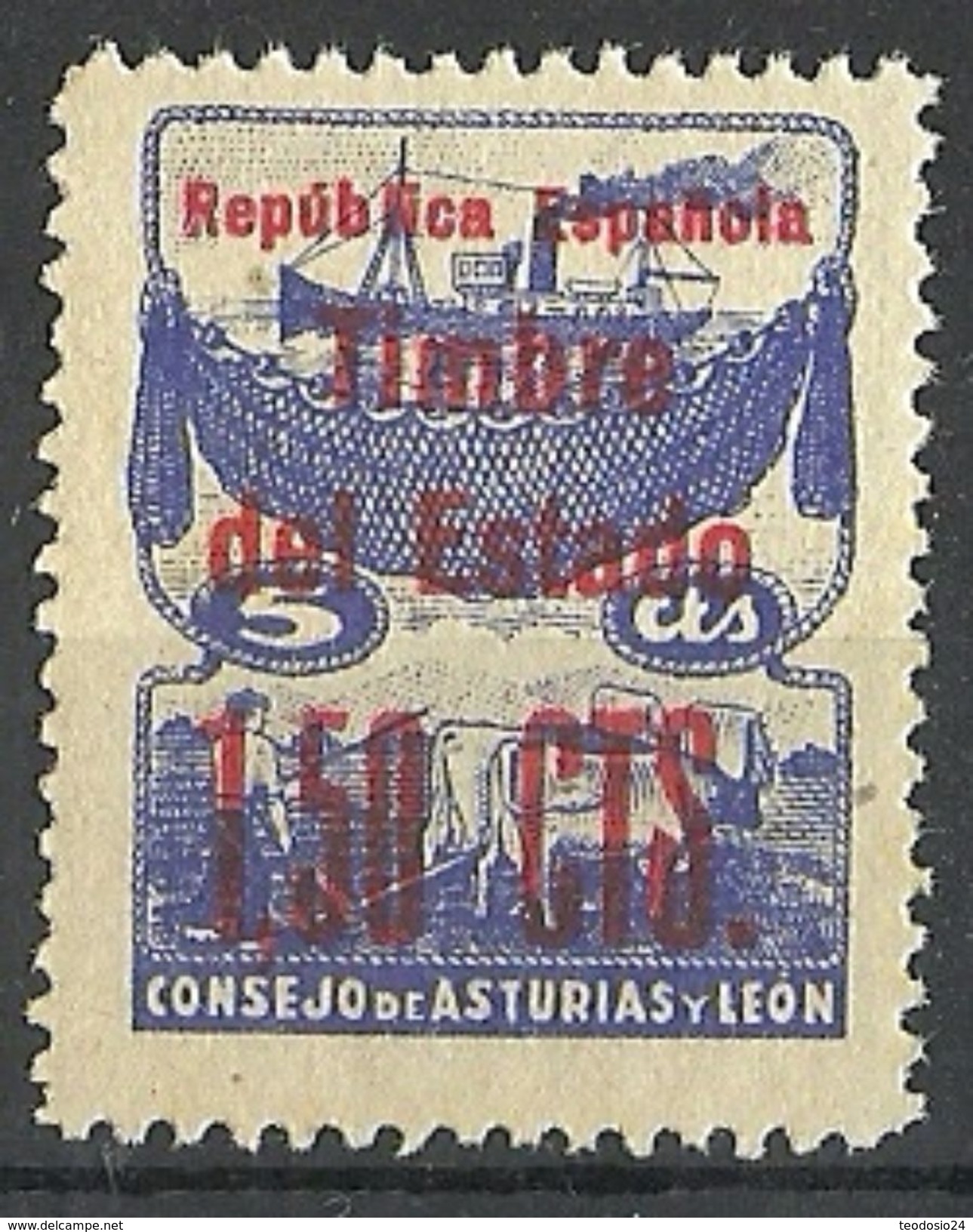 ESPAÑA GUERRA CIVIL ASTURIAS Y LEON NE 4 ** MNH - Asturias & Leon