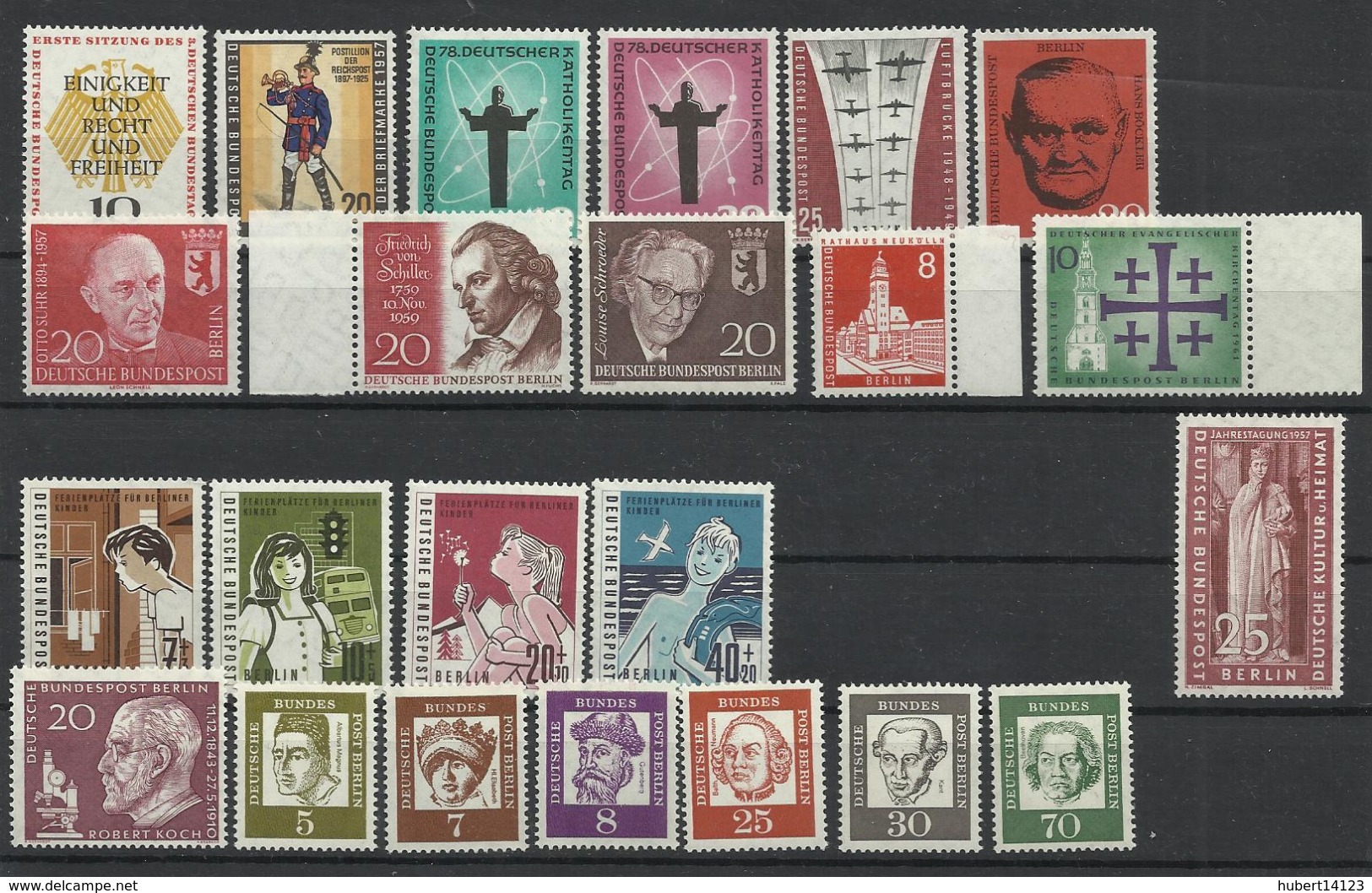 Allemagne BERLIN LOT DE 23 TIMBRES NEUFS SANS CHARNIERE DE 1957 A 1961 - Autres & Non Classés