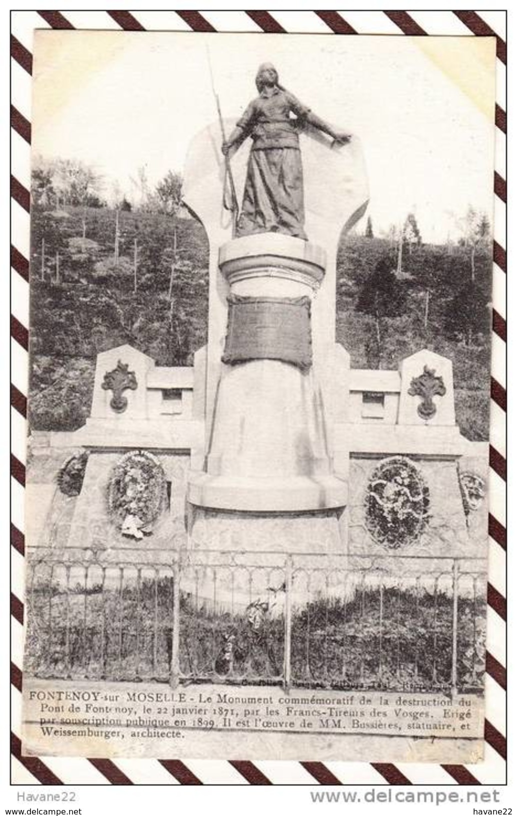 U1713 FONTENOY SUR MOSELLE LE MONUMENT COMMEMORATIF DE LA DESTRUCTION DU PONT DE FONTENOY 1916  2 SCANS - Autres & Non Classés