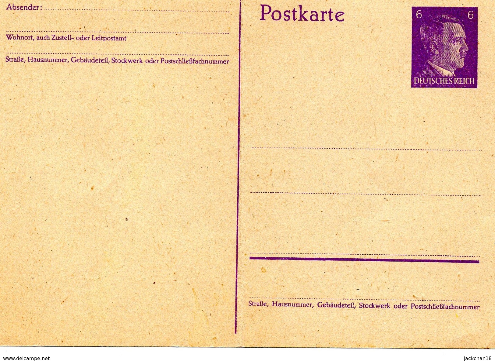 -- ALLEMAGNE - ENTIER POSTAL /POSKARTE - 6 DEUTSCHES REICH -- - Autres & Non Classés