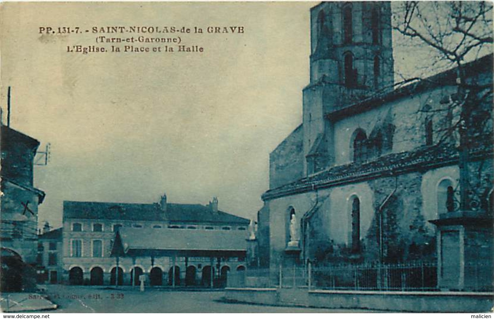 Tarn Et Garonne -ref-A322 - Saint Nicolas De La Grave - St Nicolas De La Grave - Eglise -place Et Halle - Halles - - Saint Nicolas De La Grave