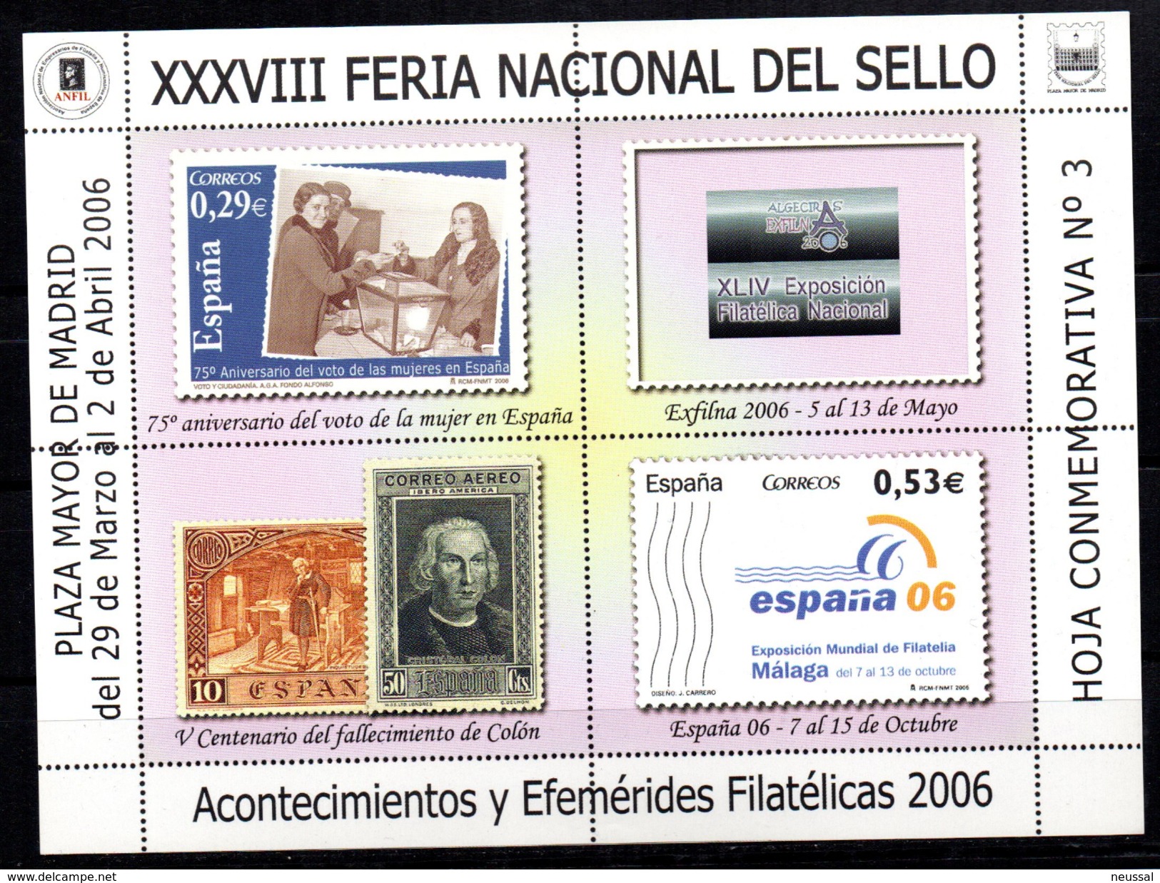 Serie Nº 1/6  Hojas Commemorativas Feria Nacional Del Sello. - Otros & Sin Clasificación