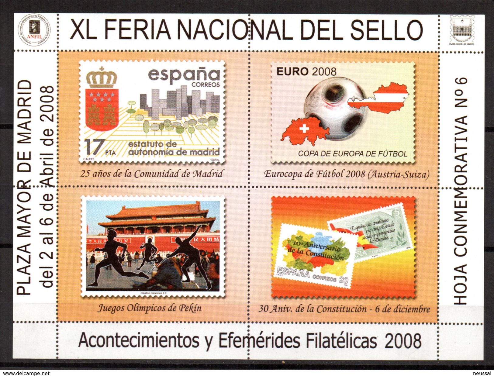 Serie Nº 1/6  Hojas Commemorativas Feria Nacional Del Sello. - Otros & Sin Clasificación