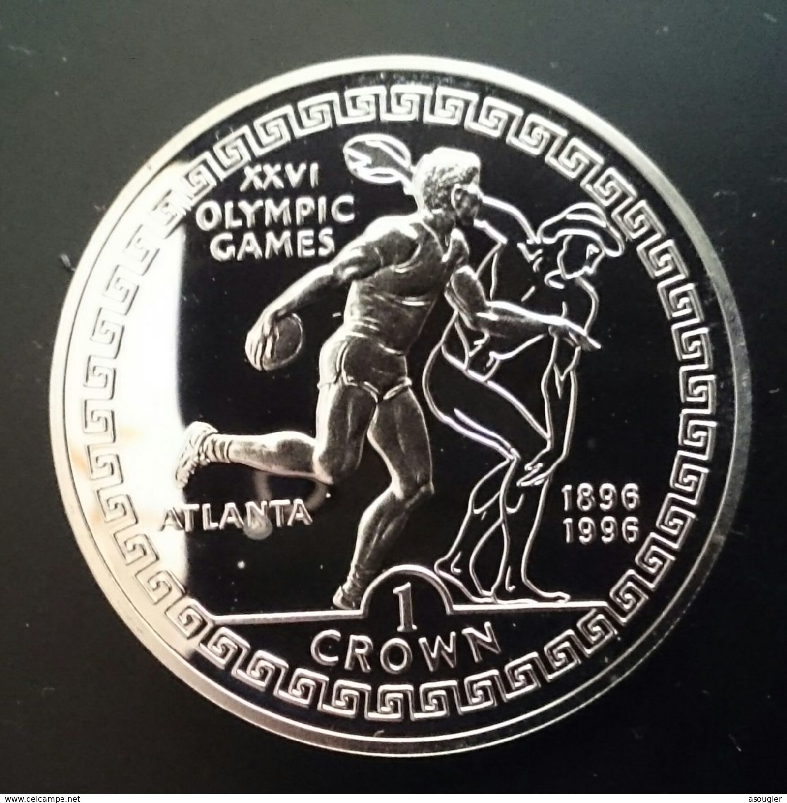 GIBRALTAR 1 CROWN 1995 SILVER PROOF " OLYMPIC GAMES ATLANTA 1996" Free Shipping Via Registered Air Mail. - Gibraltar