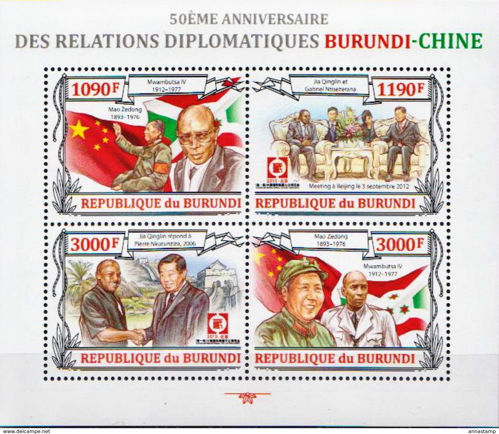 Burundi MNH Chinese Leaders Sheetlet And SS - Mao Tse-Tung