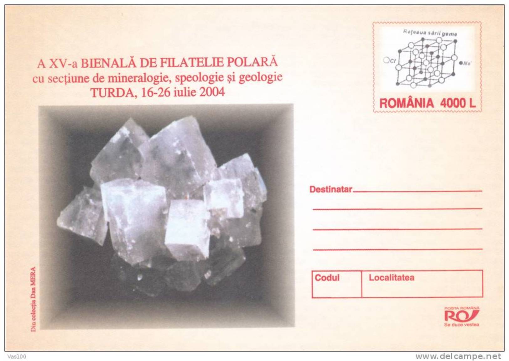 Mineralogy, Caving, Geology 2004 Cover Stationery Entier Postal  - Romania. - Sonstige & Ohne Zuordnung