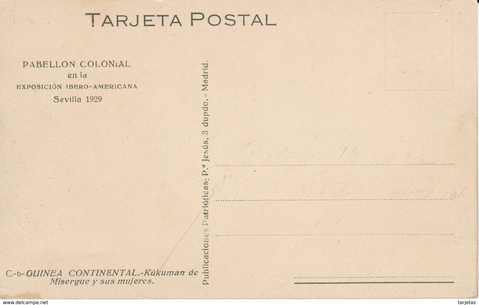 POSTAL DE GUINEA ESPAÑOLA KÚKUMAN DE MISERGUE Y SUS MUJERES (EXPO IBERO-AMERICANA SEVILLA 1929) - Guinea Ecuatorial