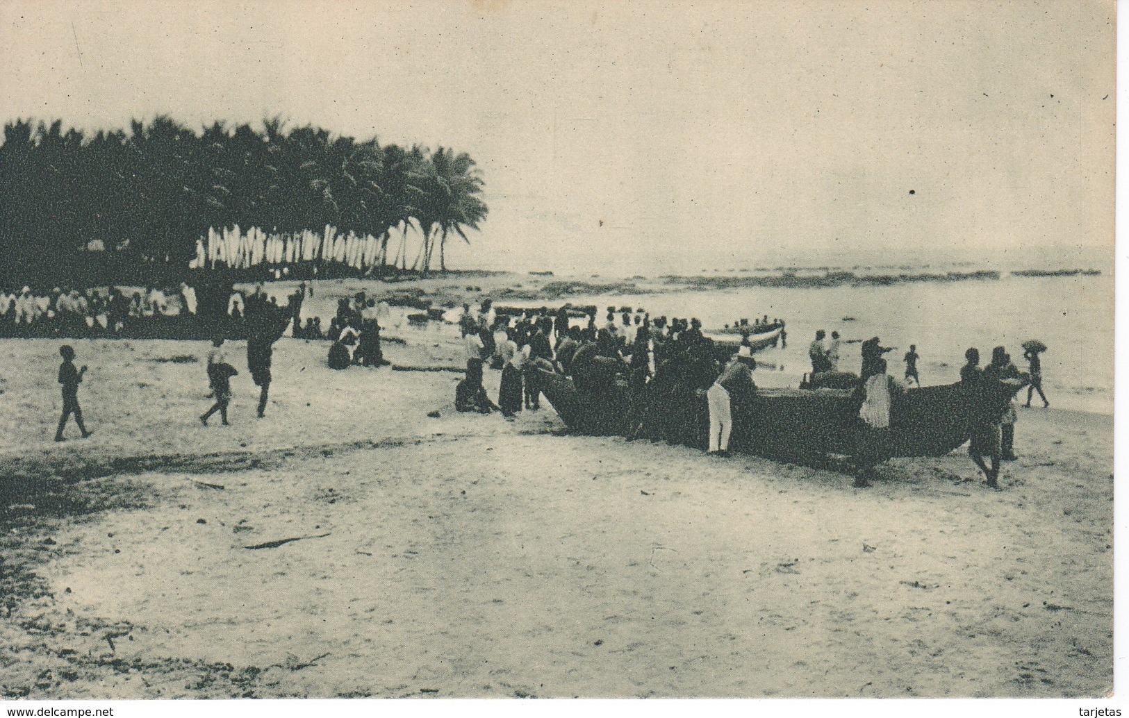 POSTAL DE GUINEA ESPAÑOLA DEL EMBARCADERO EN RIO BENITO  (EXPO IBERO-AMERICANA SEVILLA 1929) - Guinea Ecuatorial