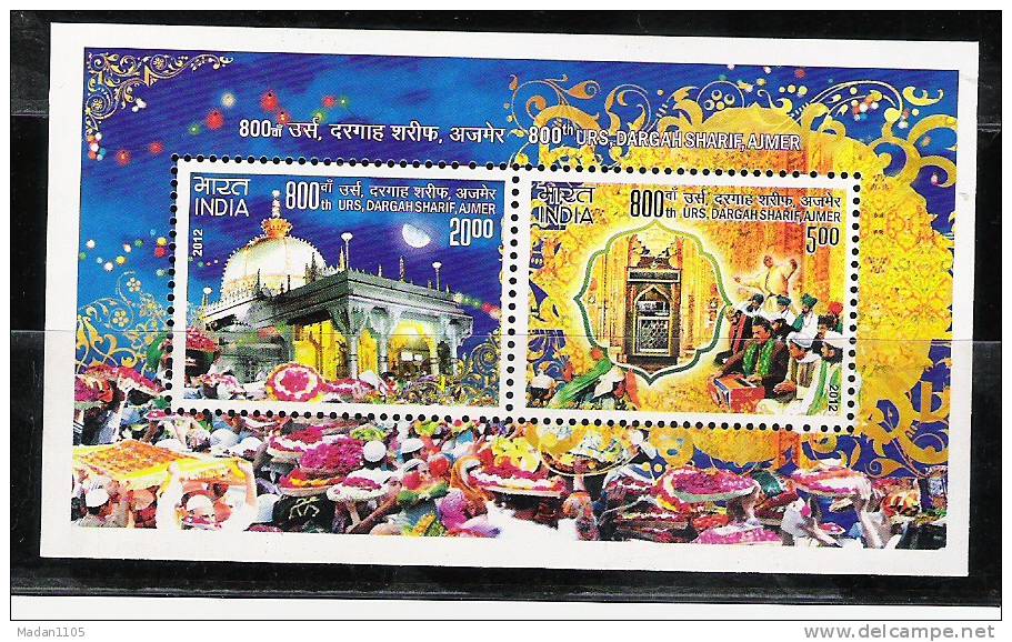 INDIA 2012 , 800th Urs, Dargah Sharif, Ajmer, Miniature Sheet MNH(**) - Islam