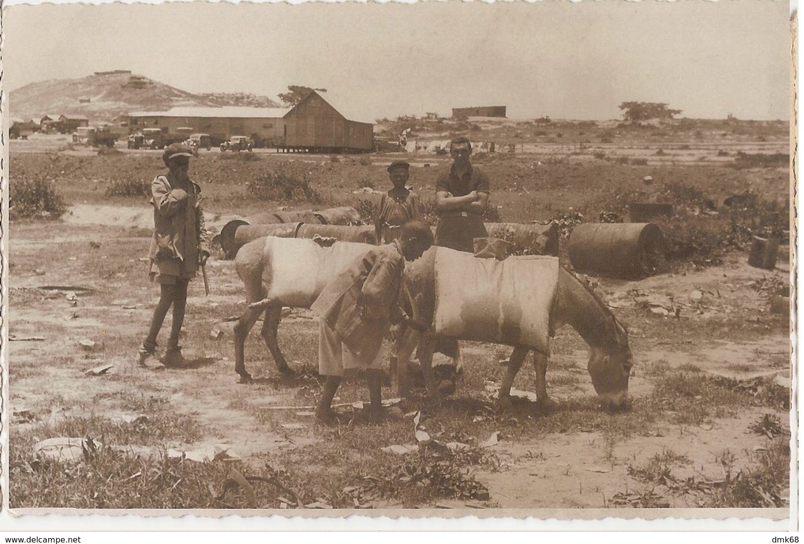 AFRICA - ERITREA - DECAMERE YOUNG KIDS WITH DONKEY - RPPC 1930s ( 830 ) - Eritrea