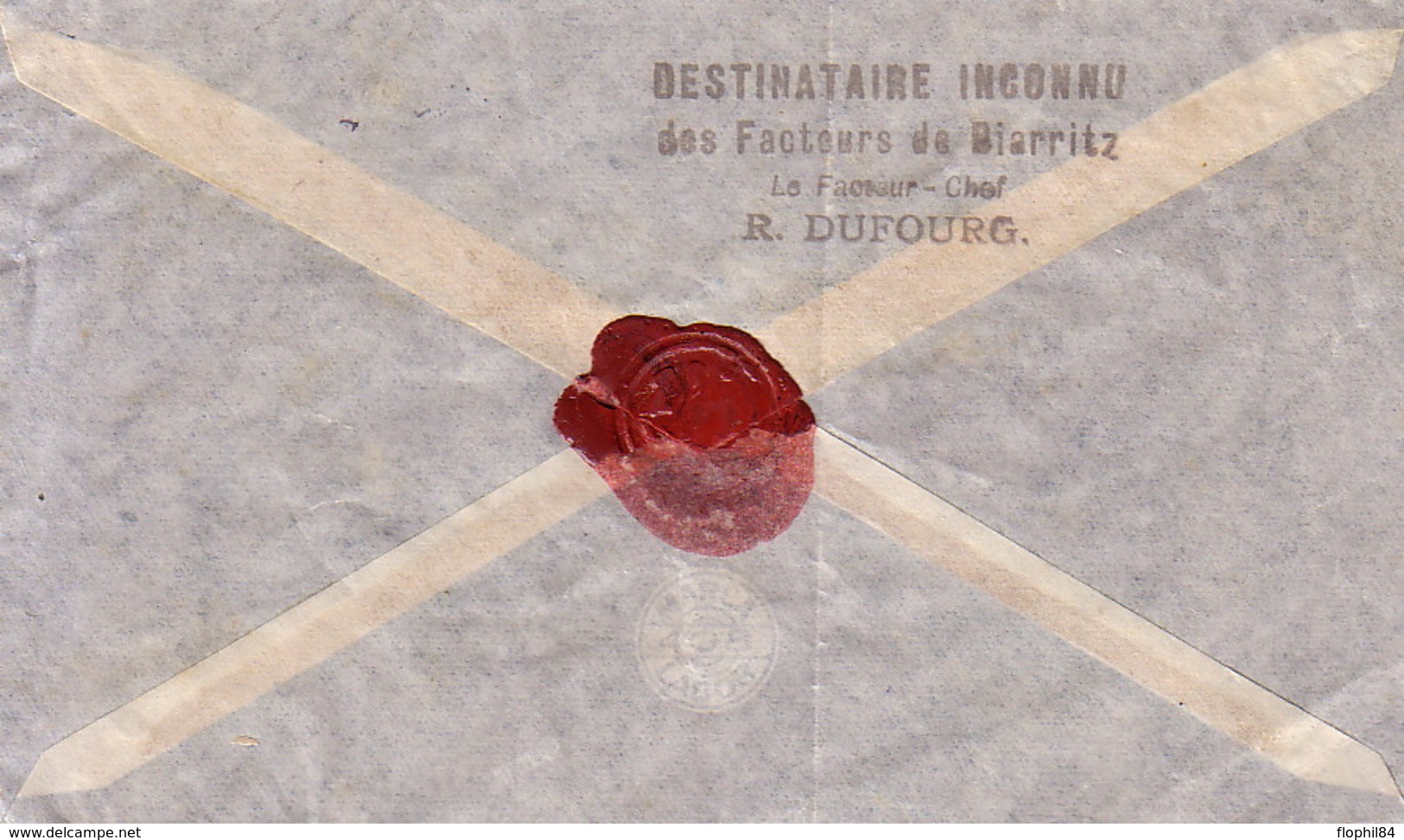 ARGENTINE - LETTRE POUR LA FRANCE - LE 17-5-1950 - VERSO GRIFFE SPECIALE DESTINATAIRE INCONNU DES FACTEURS DE BIARRITZ L - Interi Postali