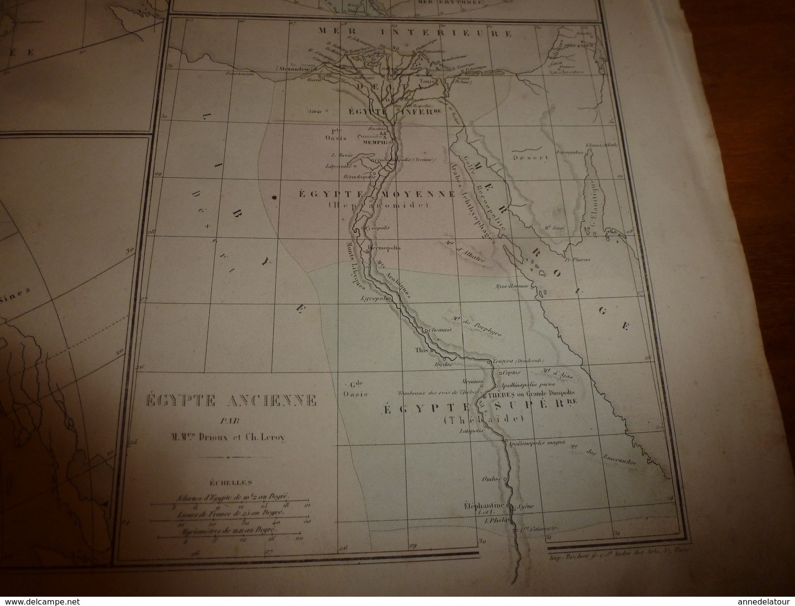 1861 Carte Géographique: Monarchies D'Orient & Anciennes Races, Egypte Ancienne -par Drioux Et Ch. Leroy, Grav. Jenotte - Cartes Géographiques