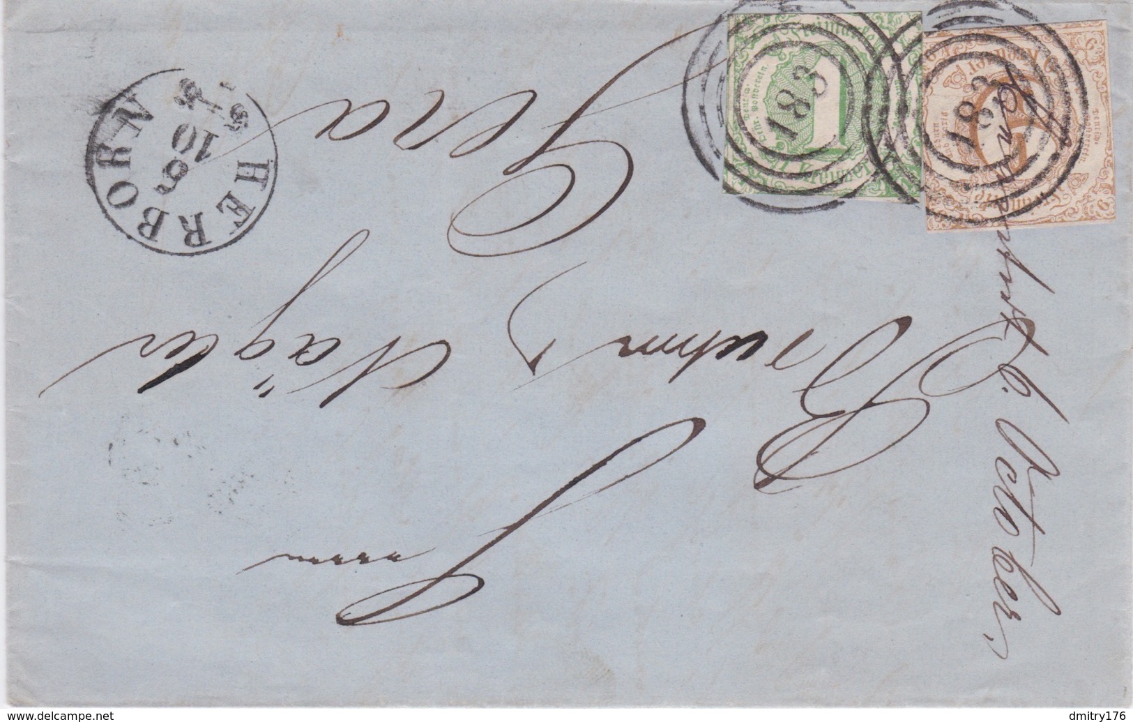 Germany State Thurn And TaxisPostal History Numeral Cancel #183 Herborn Gera - Lettres & Documents