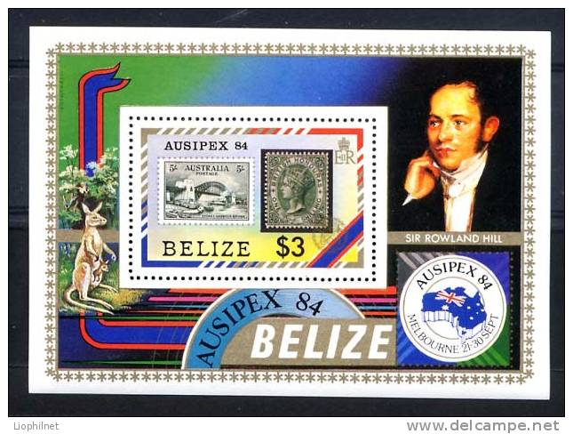 BELIZE 1984, AUSIPEX, R. HILL, PONT En Timbre Sur Timbre, Kangourou, 1 Bloc, Neuf. R283 - Belice (1973-...)