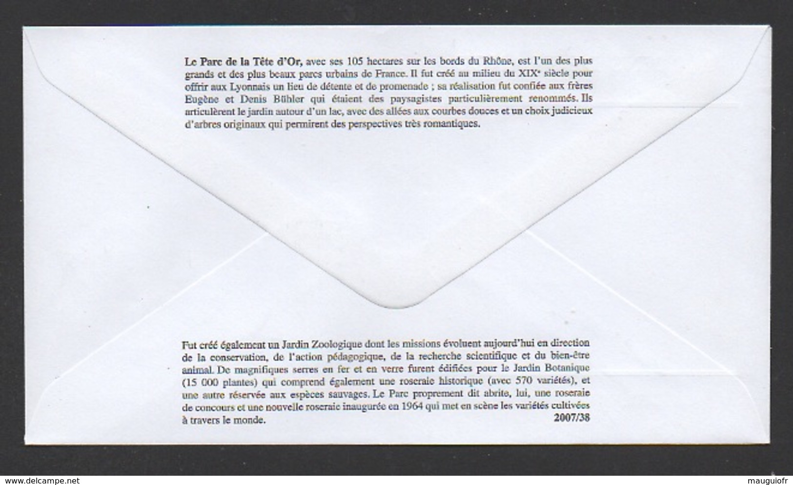 DF / FDC DU TP 4047 JARDINS DE FRANCE / PARC DE LA TÊTE D'OR À LYON / OBL. PREMIER JOUR 28.04.2007 LYON - Lettres & Documents