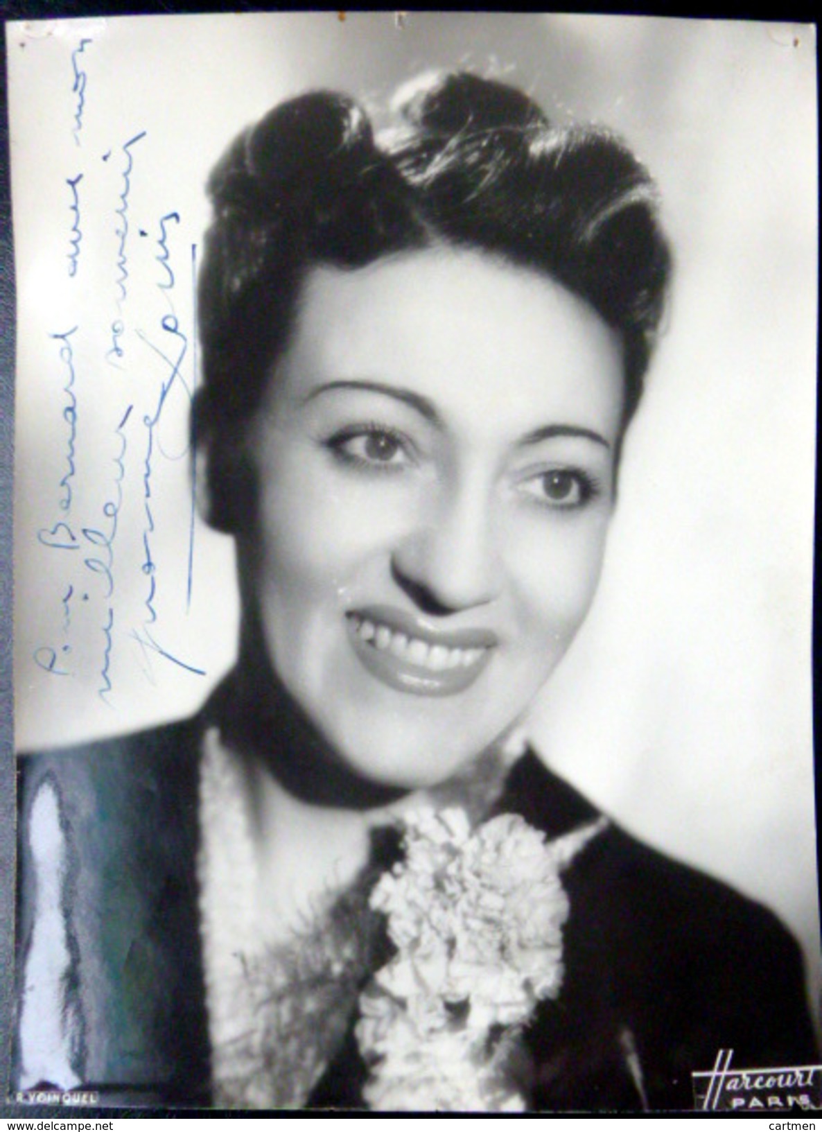 YVONNE LOUIS   VEDETTE CINEMA   ANNEES 1950 GRANDE PHOTO 23 X 17 CM PHOTO AVEC UNE LONGUE  DEDICACEE - Signed Photographs