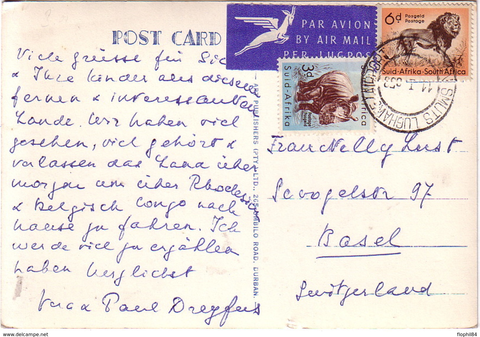 AFRIQUE DU SUD - JOHANNESBURG - PRITCHARD STREET - CARTE POSTALE PAR AVION POUR LA SUISSE 11-1-1958 - Briefe U. Dokumente