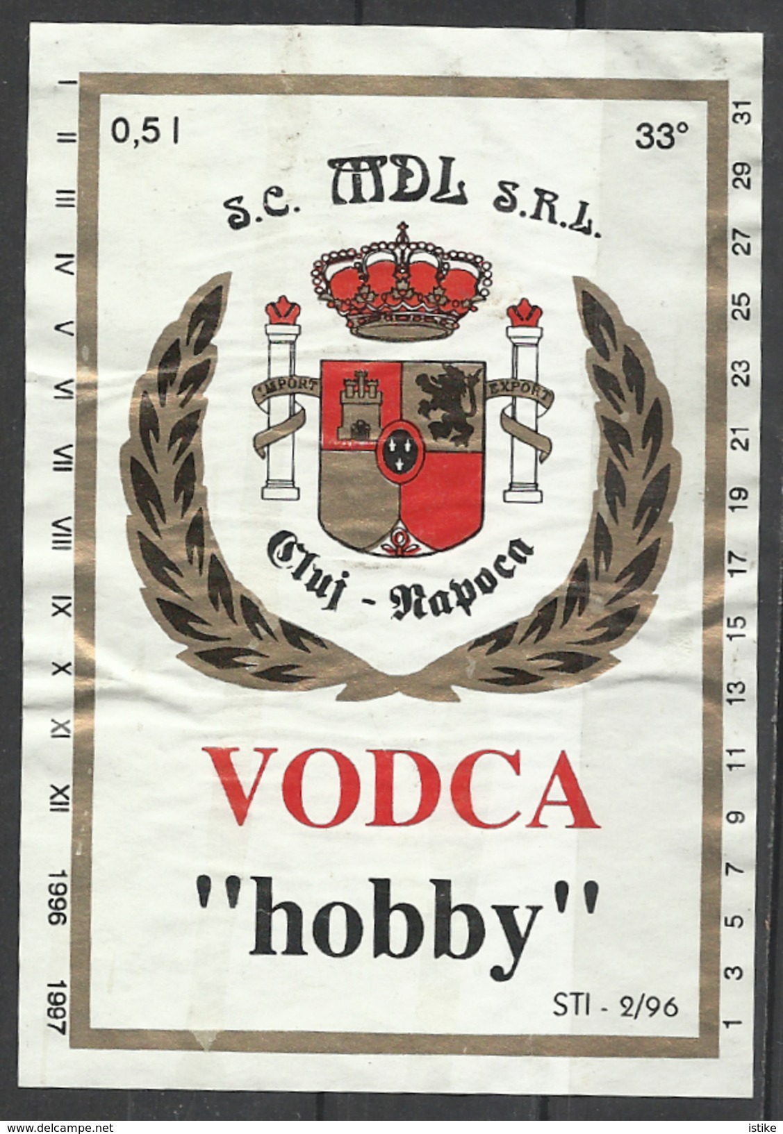 Romania, Cluj, Kolozsvar,  Vodca Hobby, 1983. - Alcohols & Spirits