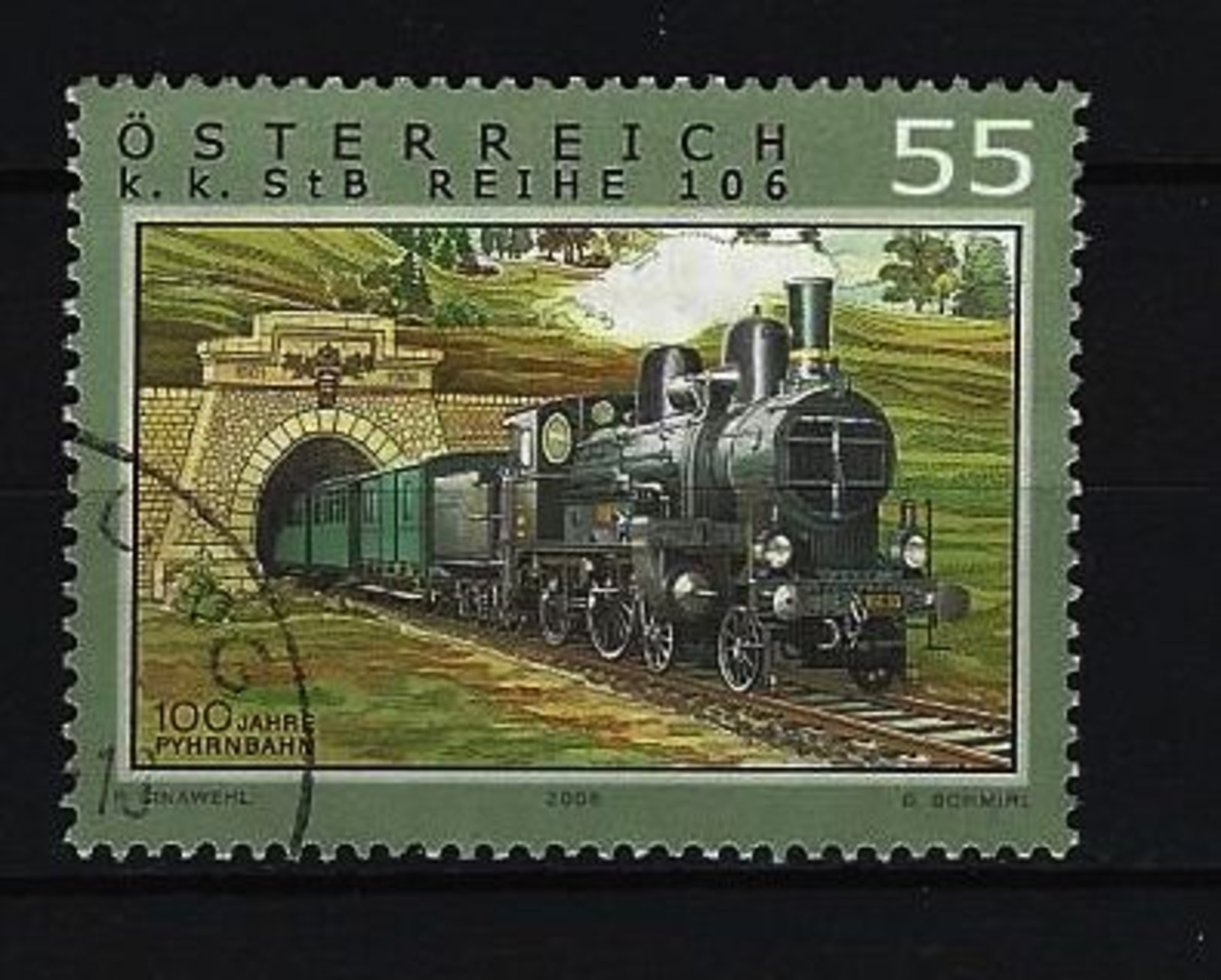 Österreich - Mi-Nr. 2608 - Eisenbahnen Dampflokomotive Baureihe 106 Der Pyhrnbahn Gestempelt (3) - Gebraucht