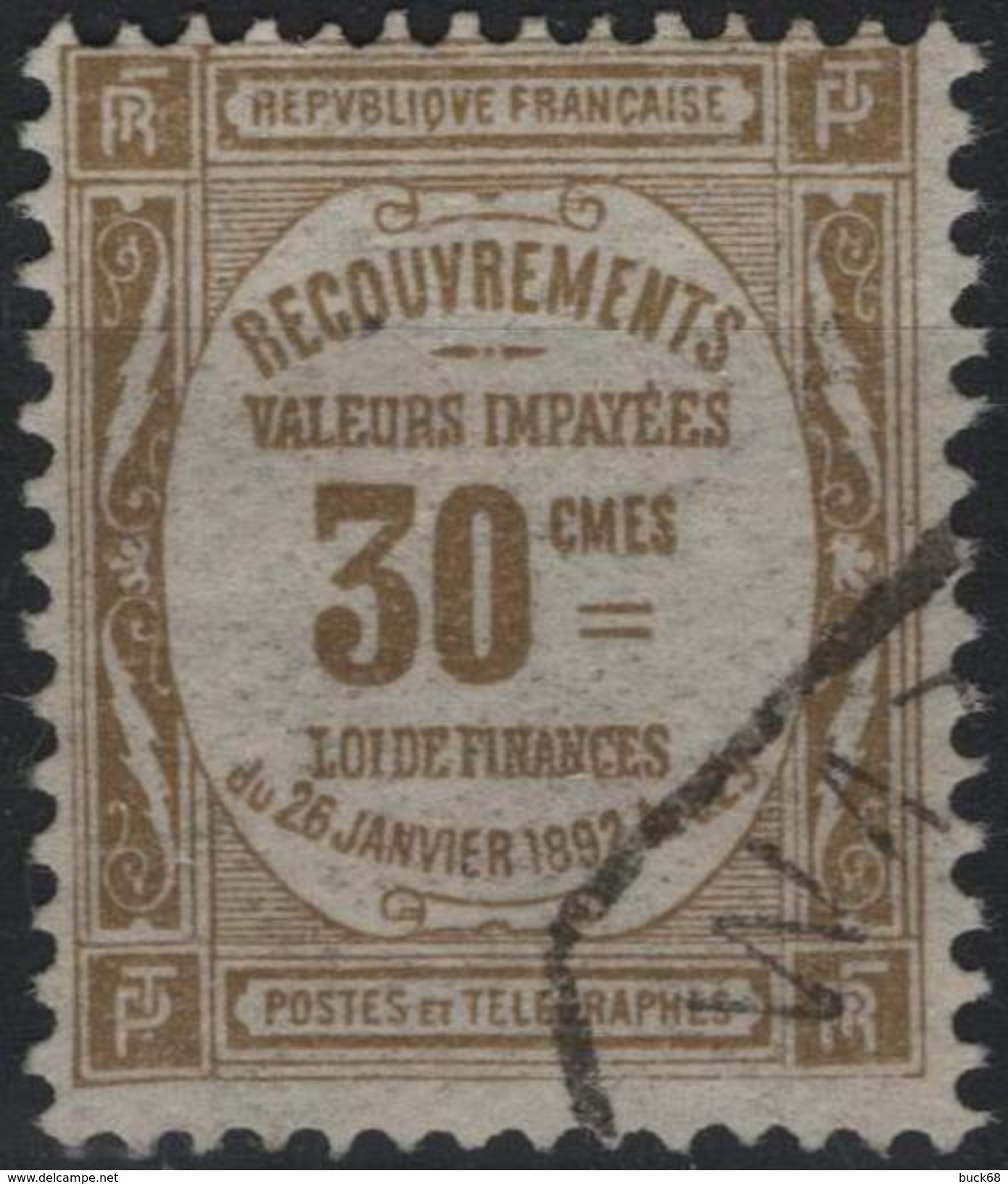 FRANCE Taxe  46 (o) Chiffre Recouvrements 1 - 1859-1959 Used