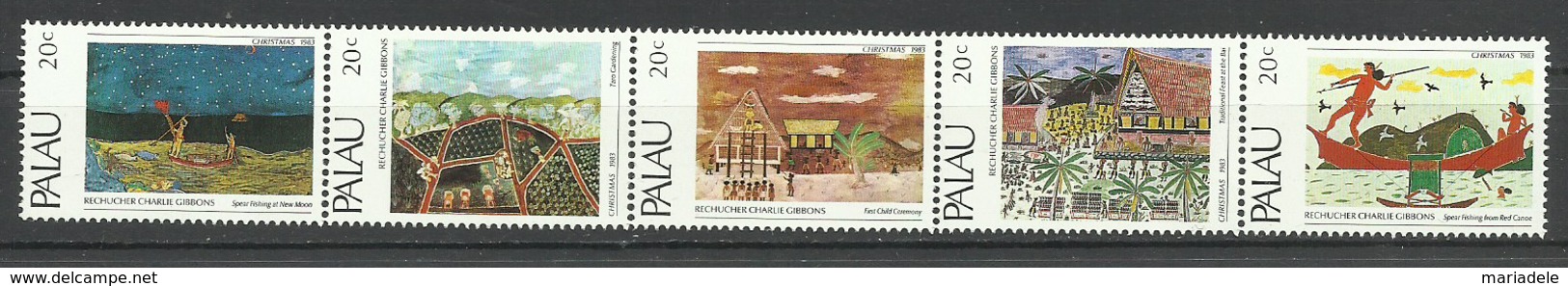 Palau 1983, Natale: Dipinti Di C. Gibbons (**), Serie Completa - Palau
