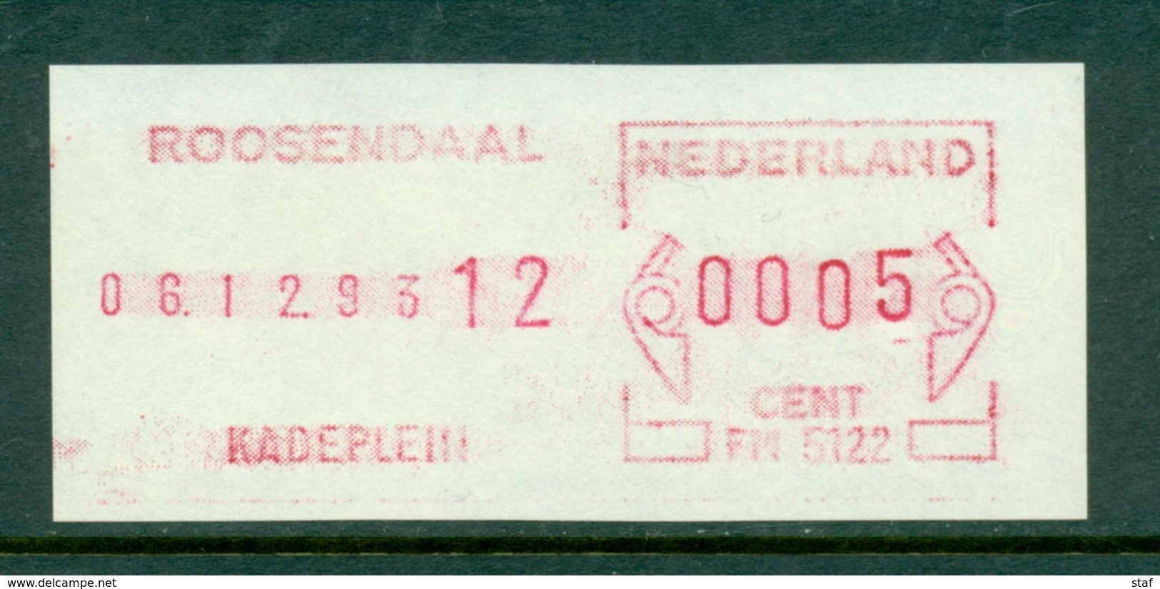 Loketstrook Roosendaal 06.12.93 Postfris - Maschinenstempel (EMA)