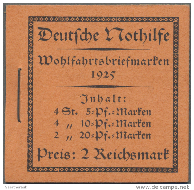 1925, 2 M. Nothilfe-Markenheftchen, Komplett Mit Allen Heftchen- Und Zwischenbl&auml;ttern, Dabei... - Markenheftchen