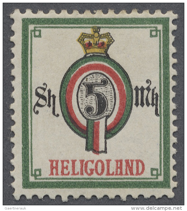 1890, 5 Mark Dunkelgraugr&uuml;n/karminrot/schwarz/dunkelgelb, Amtlicher Neudruck Der Reichpost-Verwaltung In... - Helgoland