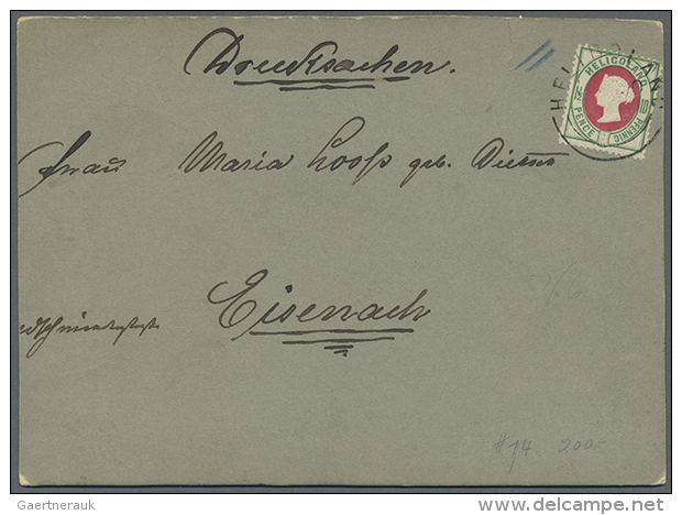 1885 (ca.), 1&frac12; P./10 Pfg. Als Einzelfrankatur Auf Kartondeckel Mit Aufschrift "Drucksachen" Nach Eisenach,... - Helgoland