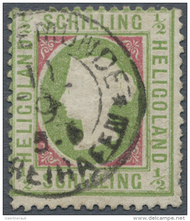 1869, 1/2 S. Blue-green And Deep Carmine (some Short Perf.), Tied By Cds. "GEESTEM&Uuml;NDE FREIHAFEN 11.9", Fine,... - Helgoland