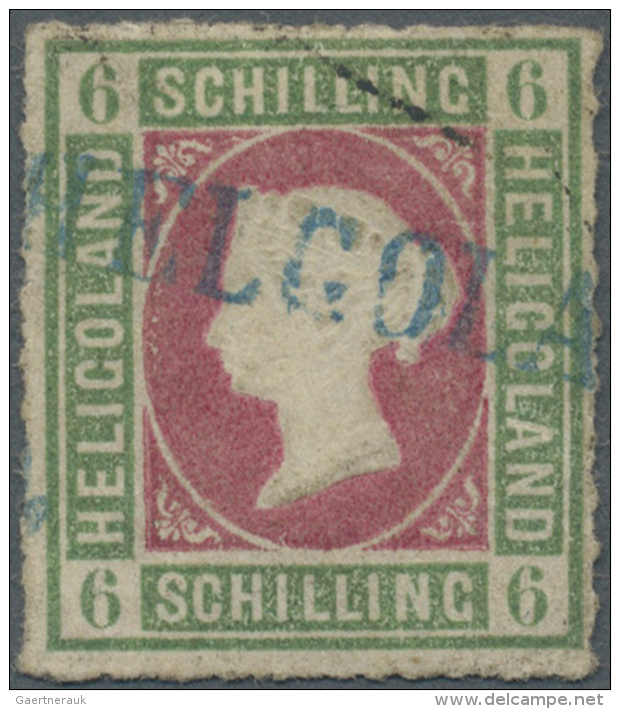 1867, 6 S Dunkelgraugr&uuml;n/lilarosa, Durchstochen Mit Besserem Blauem L1 "HELGOLAND", Farbfrische Und... - Helgoland