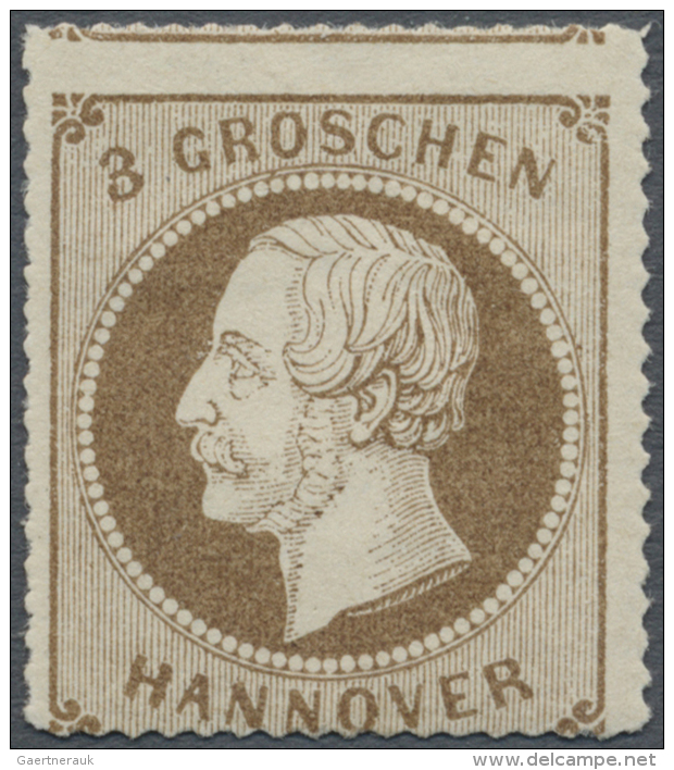 1864, 3 Groschen Braun Durchstochen Mit Hellrosa Gummierung, Originalgummi Mit Minimaler Haftspur, Tadellos,... - Hanover