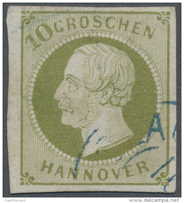 1861, 10 Groschen Gr&uuml;nlicholiv, Teilstempel "CLAUSTHAL 1", Einriss Links Repariert, Fotobefund Berger BPP,... - Hanover