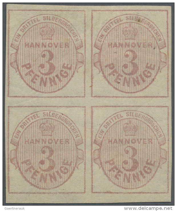 1859, Freimarken 3 Pf Im Ungebrauchten, Breitrandigen Viererblock. (D) - Hanovre