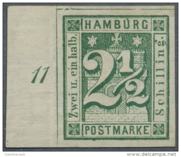 1864: 2&frac12; Schilling Dunkelgr&uuml;n, Ungebrauchtes Exemplar Mit Vollem Originalgummi (leichte M&auml;ngel)... - Hambourg