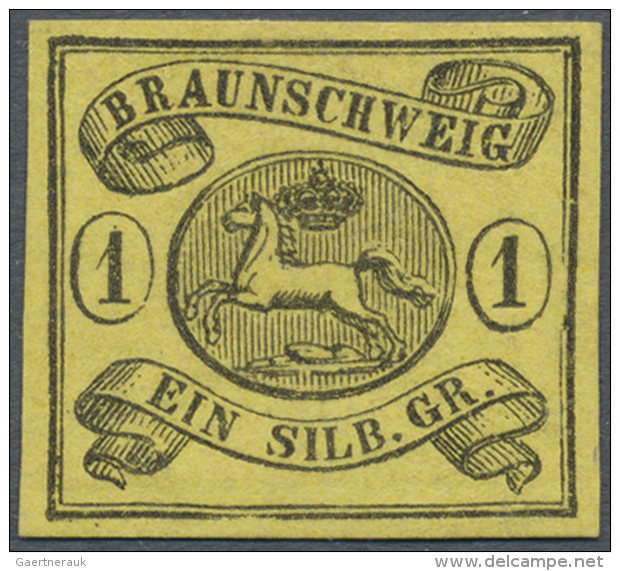 1861, 1 Sgr. Schwarz Auf Gelb, Taufrisches Ungebrauchtes Luxusst&uuml;ck, Unten Zudem Mit Deutlichem Plattenfehler... - Brunswick