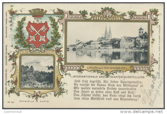 1898. Privat-Postkarte 5 Pf Wappen "Internationale Ansichtskarten-Ausstellung, Regensburg" Mit Rs. Abb.... - Autres & Non Classés