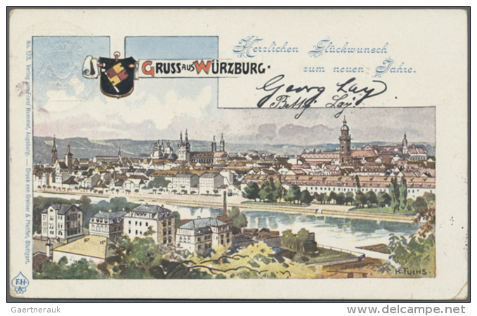 1899. Privat-Postkarte 3 Pf Wappen "Gruss Aus W&uuml;rzburg - Herzlichen Gl&uuml;ckwunsch Zum Neuen Jahre" Mit Rs.... - Other & Unclassified