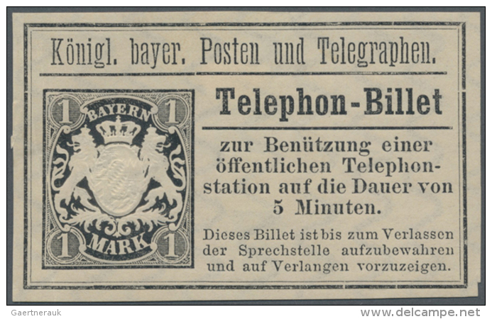 1891, Telephon-Billet 1 Mk Schwarz, Wz. 3, Ungebraucht. (D) - Autres & Non Classés