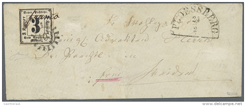 1862, 3 Kreuzer Schwarz Auf Wei&szlig; Klar Entwertet Mit GMR "403" Und Handschriftlich "Franco" (auf Der Marke)... - Autres & Non Classés