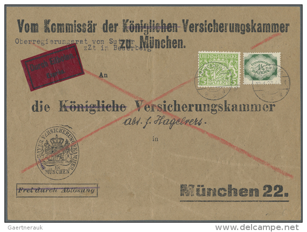 1920, 1 1/4 Mark Dienst Abschied Mit 5 Pf. Dienst Wappen Auf Vorderseite Eines Eilbriefes Mit Steg-K1 BEUERBERG /... - Autres & Non Classés