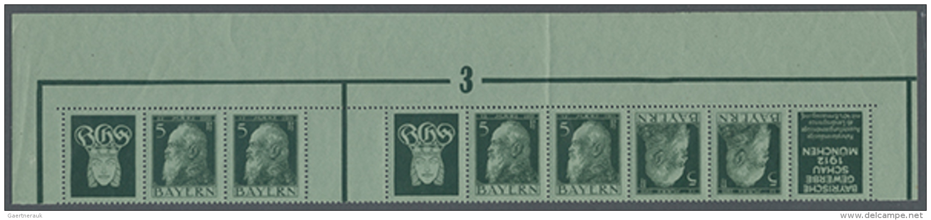 1911, "B.G.S" (Bayische Gewerbeschau) + 5 Pfg. Luitpold, Waagerechter Zusammendruck Mit Zwischensteg Zusammen Mit 2... - Autres & Non Classés