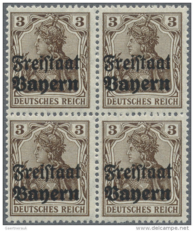 1919, 3 Pfg Schwarzbraun Mit Aufdruck "Freistaat Bayern" Im 4er-Block Postfrisch, Tadellos, Fotokurzbefund BPP (D) - Other & Unclassified