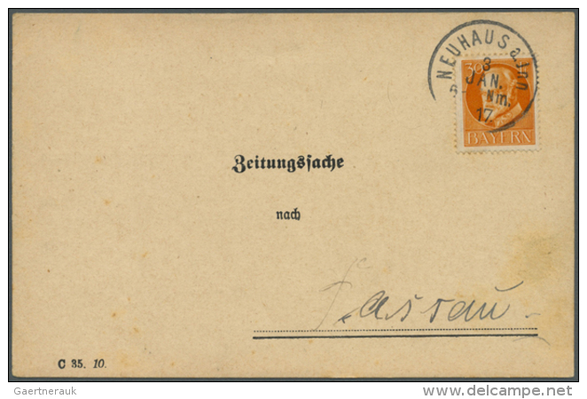 1917, 30 Pf. Ludwig Einzeln Vorderseitig Auf Vorgedruckter "Zeitungssache" Mit K1 NEUHAUS A. Jnn / 3.1.17 F&uuml;r... - Autres & Non Classés