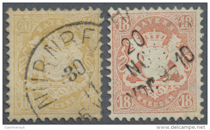 1875, 10 Kr. Dunkelcromgelb Und 18 Kr. Zinnober Mit WZ 2, Beide Farbfrisch, Sauber Gestempelt Und Gut Gez&auml;hnt,... - Autres & Non Classés