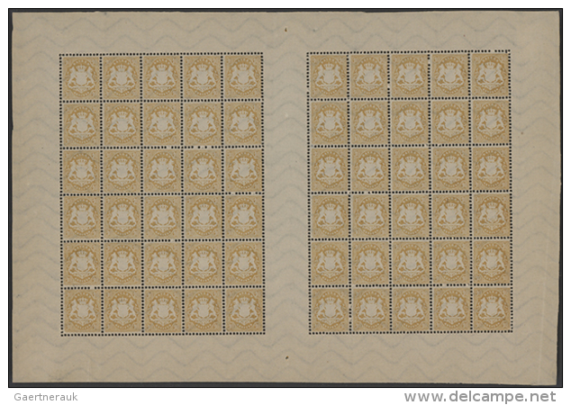 1875, 10 Kr. Dunkelgelb, Schalterbogen Zu 60 St&uuml;ck Mit 22 Mm Breitem Zwischensteg, Der Die Beiden Bogen Zu Je... - Autres & Non Classés